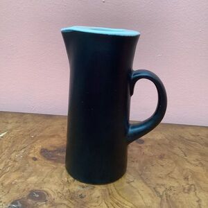 1950s Small  Matte Finish Black Porcelain 10 Oz. Pitcher Creamer VELVET 2210 USA